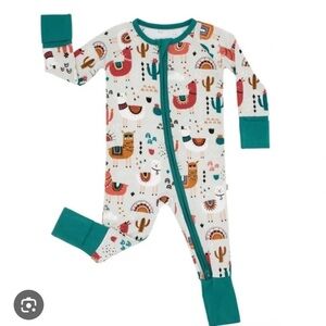 Little Sleepies Llama Bamboo Double-zipper Romper in 6-12 month sizing